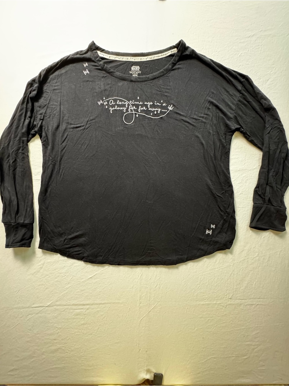 Star Wars Black Long-Sleeve Graphic Tee with White Script